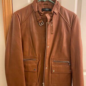 Ralph Loren Womans Leather Bomber Jacket